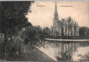 VINTAGE POSTCARD JOHANNES ST. JOHNS CHURCH STUTTGART GERMANY POSTED TO USA 1911