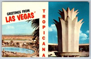 Tropicana Hotel, Las Vegas Nevada, Vintage Chrome Split View Postcard, NOS