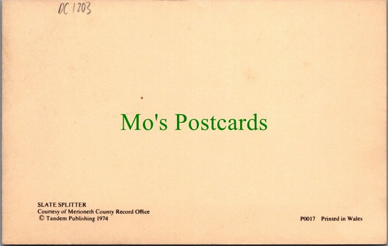 Welsh Occupations Postcard - Slate Splitter Worker, Wales, Industry  DC1203