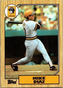 1987 Topps Baseball Card Mike Diaz Pittsburgh Pirates sk3445