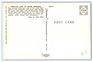 c1950's Bird's Eye View of Havre Montana MT Unposted Vintage Postcard