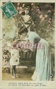 Postcard Old Love will tell you New Give him some water Female Children