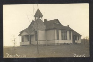 RPPC JERSEY OHIO PUBLIC SCHOOL BUILDING VINTAGE AZO REAL PHOTO POSTCARD