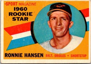 1960 Topps Baseball Card Ronnie Hansen Baltimore Orioles sk10587