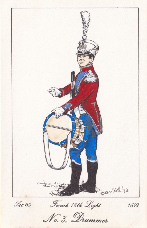 French 15th Light Regiment Musician Napoleonic War Soldier 1809 PB Postcard