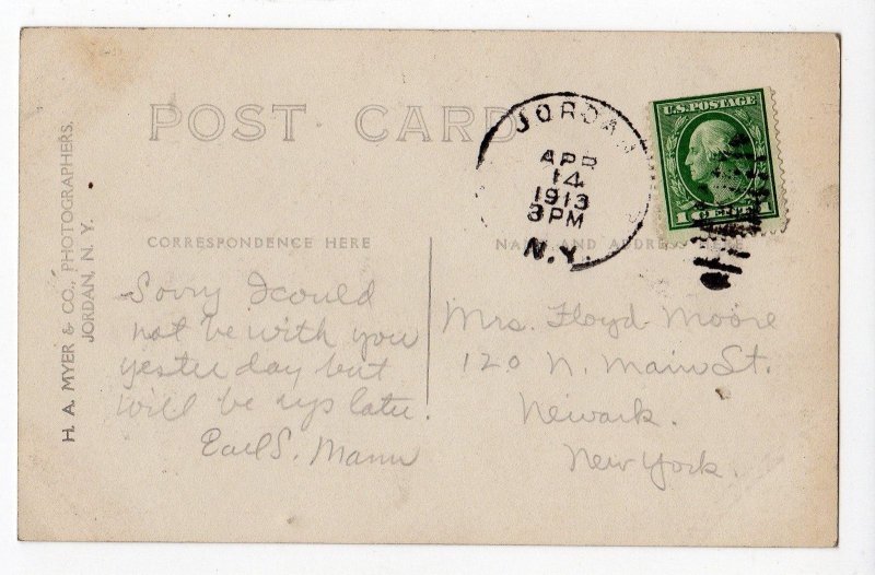 1913 JORDAN NEW YORK RPPC COTTAGES ON JONES POINT POSTCARD FLOYD MOORE EARL MANN