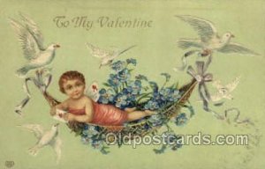 Valentines Day 1909 light postal marking on front, postal used unknown