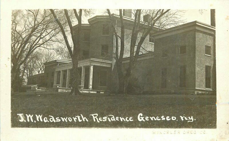 C-1910 Livingston JW Wadsworth Residence Geneseo New York RPPC Postcard 12822