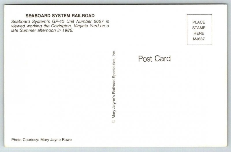 Seaboard System Train Railway RR Railroad Train Locomotive  Postcard