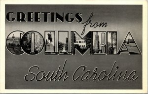Vtg Greetings From Columbia South Carolina SC Large Letter Unused Postcard