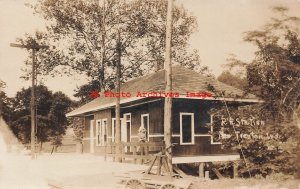 Depot, Indiana, New Trenton, RPPC, Big Four Railroad Station, Photo