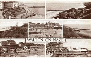 Vintage Postcard Marine Parade Naze Cliffs Paddling Pier Sands Walton On Naze UK