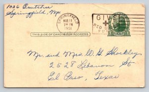 1911   Springfield  Missouri  Postal Card   Postcard