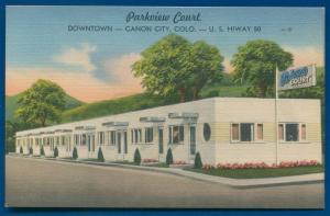 Parkview Court Canon City Colorado co linen postcard