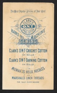 VICTORIAN TRADE CARD Clark's ONT Thread Indian Tepees Scenery