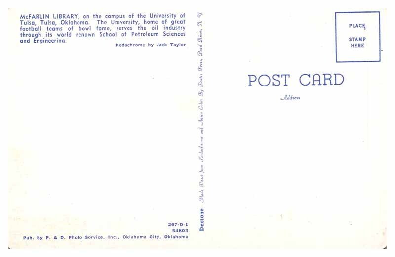 Postcard LIBRARY SCENE Tulsa Oklahoma OK AR5270