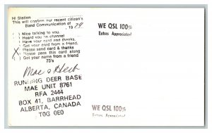 Postcard QSL Radio Card From Barrhead Alberta Canada XM2235908 