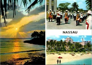 VINTAGE CONTINENTAL SIZE POSTCARD MULTIPLE VIEWS OF NASSAU BAHAMAS 1984