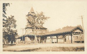 Lancaster NH Railroad Station Train Depot Real Photo Postcard