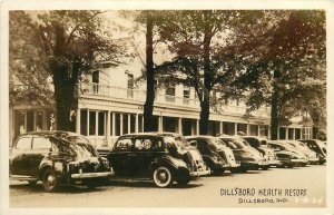 Postcard RPPC 1940s Indiana Dillsboro Health Resort autos occupation IN24-1325