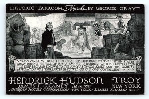 TROY, NY New York ~ UNCLE SAM Painting HENDRICK HUDSON HOTEL Roadside Postcard