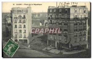 Old Postcard Clichy Place de la Republique