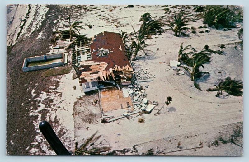 Postcard FL Florida Keys Aerial View of Destruction of Hurricane Donna 1960 N1