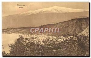 Old Postcard Taormina Etna Volcano