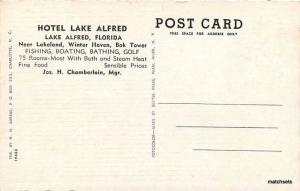 1940s Ahrens Hotel Lake Alfred Lake Alfred Florida roadside postcar 5828