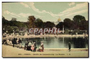 Postcard Old Paris Luxembourg Garden Basin
