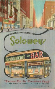 Automobiles New York Slowey's Tavern Bar Restaurant Postcard Bauman 21-1474