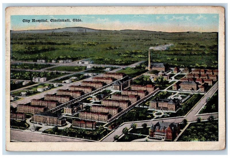 1920 City Hospital Exterior Building Factory Cincinnati Ohio OH Vintage Postcard
