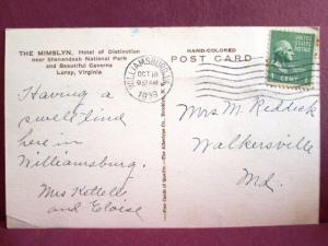 Postcard VA Luray The Mimslyn Hand Colored Albertype #1