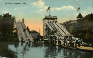 Salt Lake City UT Shoot the Chutes Water Slide Lagoon c1910 Postcard