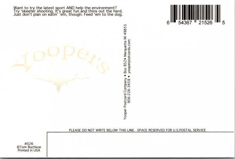 2~4X6 Postcards MI Michigan Humor YOOPER Summer/Winter Game SKEETER SHOOTIN~SNOW