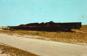 Postcard 1981 Laura A. Barnes Wrecked Remains Moved To Coquina Beach Florida FL