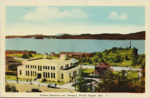 Prince Rupert BC Federal Building and Harbour c1950 PECO Postcard G49