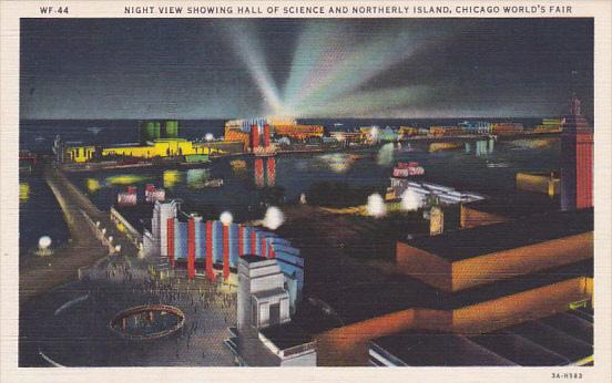 Chicago World's Fair 1933 Night View Showing Hall Of Science