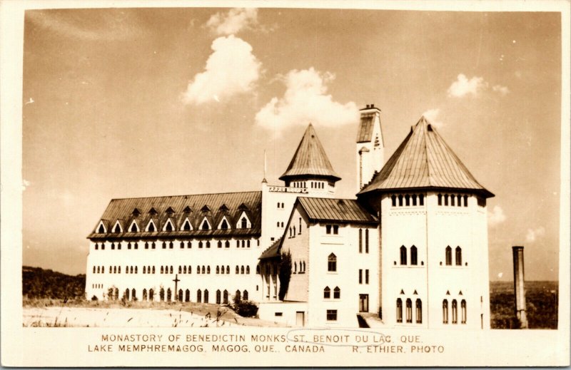 Vtg 1940 Monastery of Benedictine Monks Saint-Benoit-du-Lac Quebec RPPC Postcard