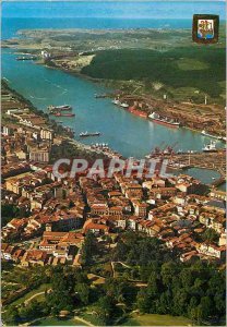 Postcard Modern Aviles (Asturias) Aerial view Boats