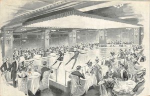 Ice Skating Rink, College Inn, Hotel Sherman, Chicago 1922 Rare Vintage Postcard