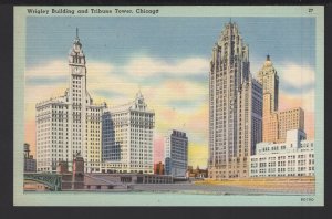 Illinois CHICAGO Wrigley Building and Tribune Tower Michigan Boulevard ~ Linen