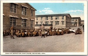 Open Air Instruction Camp Dodge Des Moines Iowa IA Military Drill Postcard