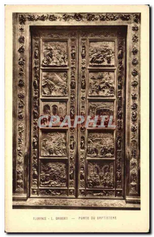 Old Postcard Ghiberti Florence Baptistery Gate