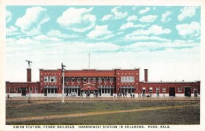 Hugo Oklahoma Union Station Frisco Railroad Vintage Postcard AA50397