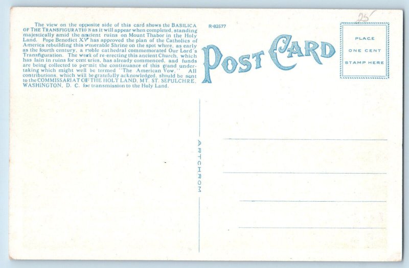 Palestine Postcard Basilica of Transfiguaration on Mount Tabor c1930's