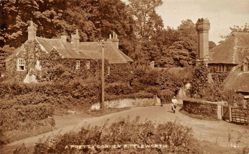 FITTLEWORTH SUSSEX ENGLAND~A PRETTY CORNER-REAL PHOTO POSTCARD
