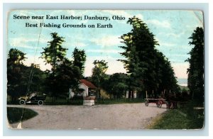 c. 1910 Intersection East Harbor Fishing Danbury, OH. Postcard P15