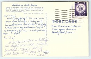 1950s LAKE GEORGE NEW YORK SAILING ADIRONDACKS MOUNTAINS SUMMER POSTCARD P924