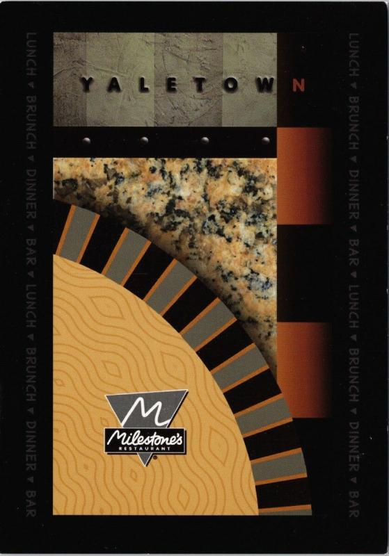 Milestone's Restaurant AD Yaletown Vancouver BC Advert Promo Unused Postcard D55